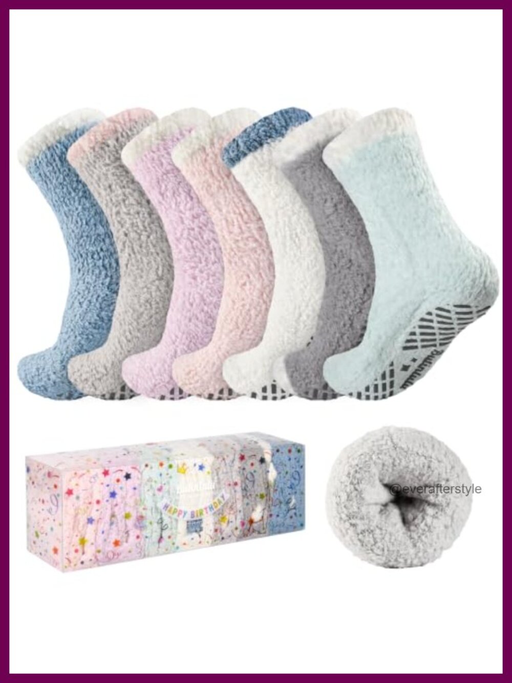 Fuzzy Plush Slipper Socks Non-Slip Grips Cozy Winter Sleep Socks